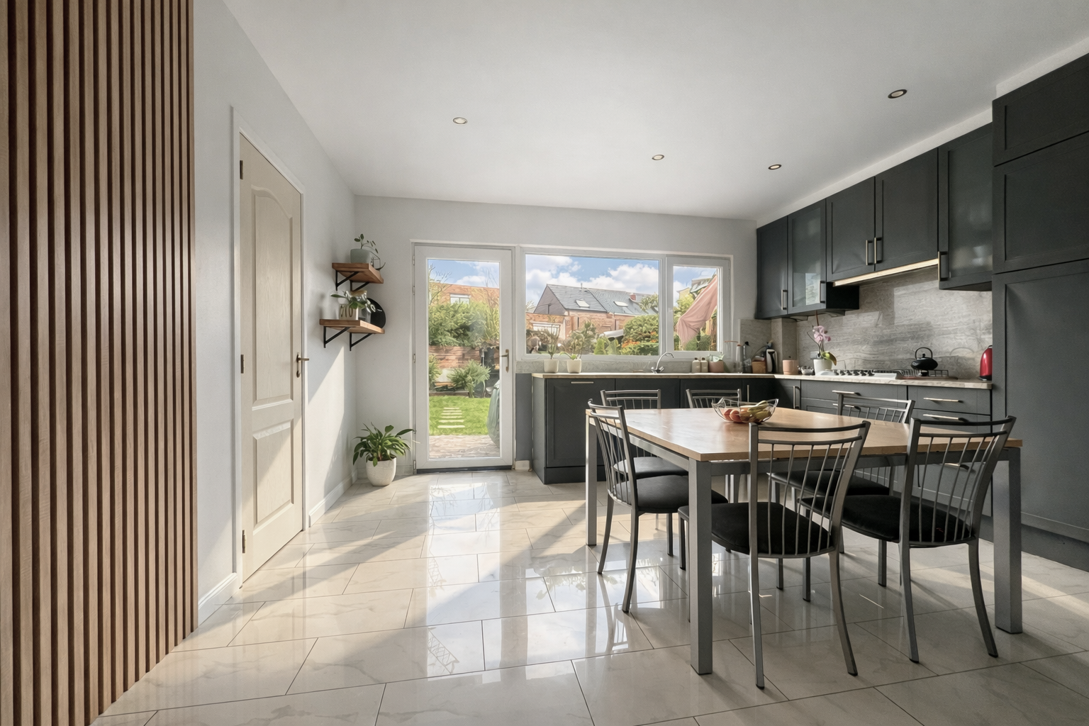 Keuken met zicht op de tuin