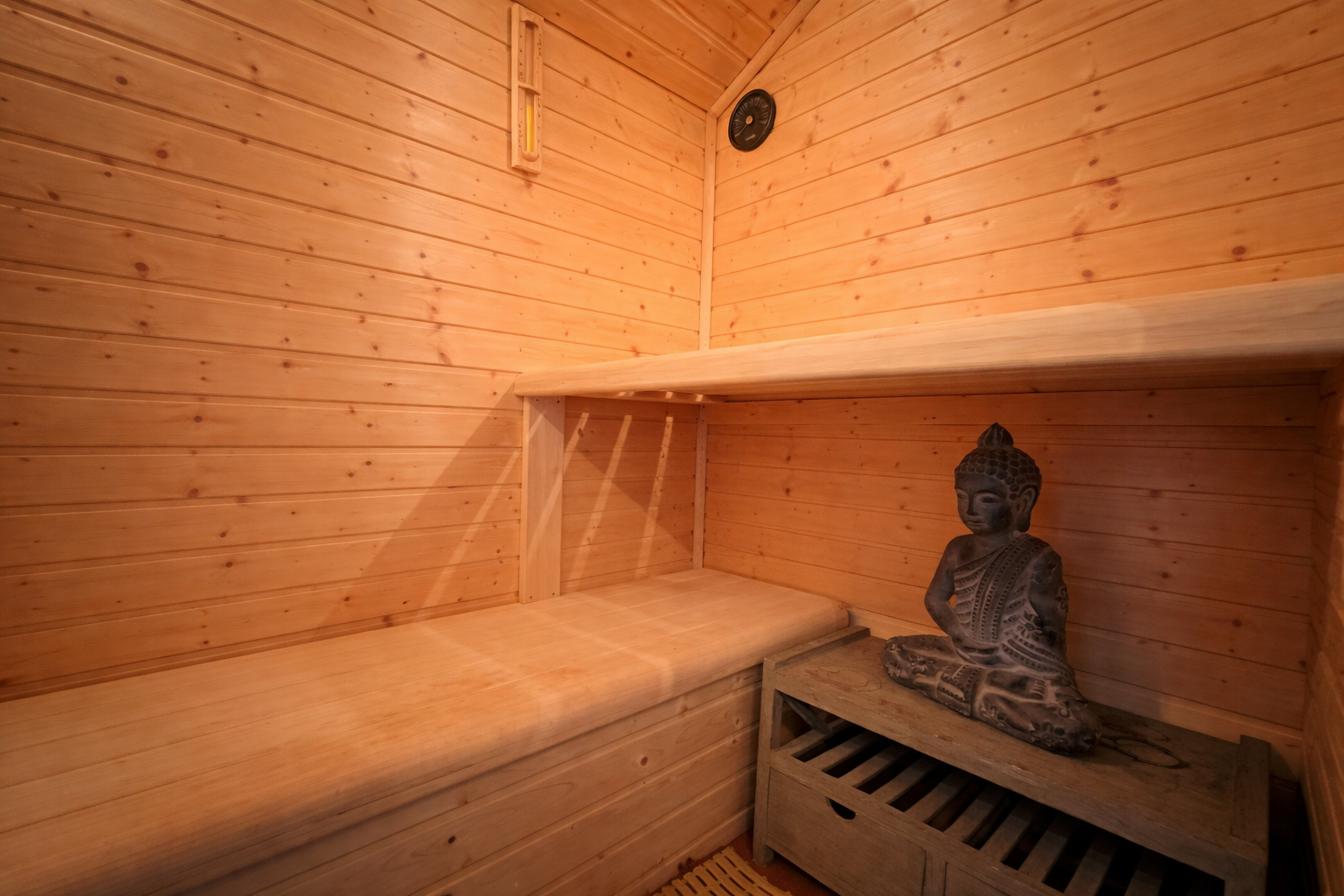 Sauna met houten interieur