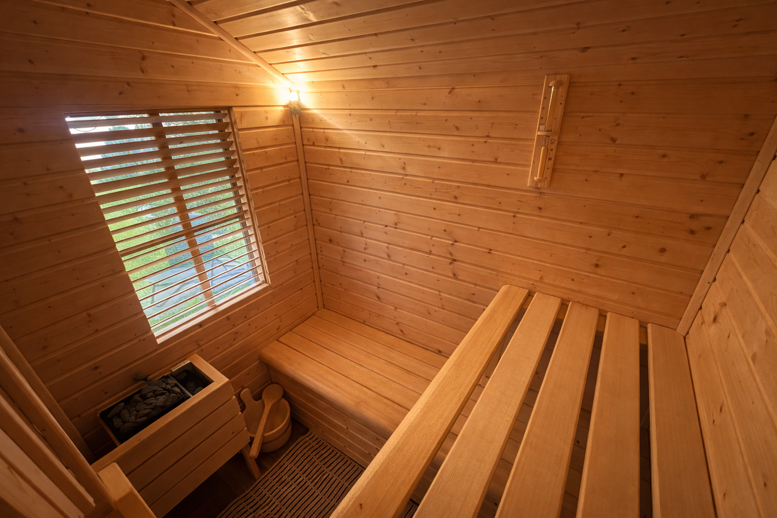 Sauna met liggedeelte